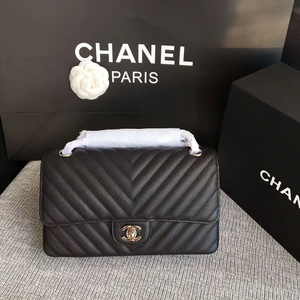 Chanel Flap Shoulder Bags Black Original Calfskin Leather CF1112 Silver Chanel Flap Shoulder Bags Black Original Calfskin Leather CF1112 Silver