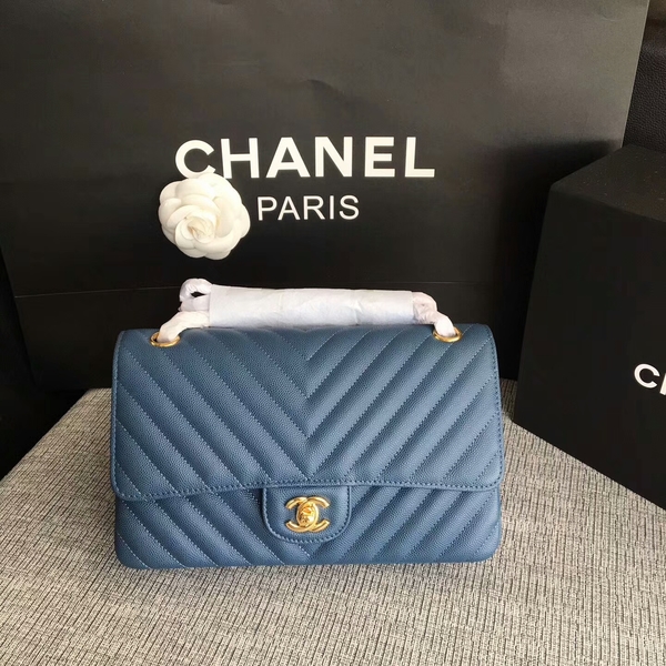 Chanel Flap Shoulder Bags Blue Original Calfskin Leather CF1112 Gold Chanel Flap Shoulder Bags Blue Original Calfskin Leather CF1112 Gold