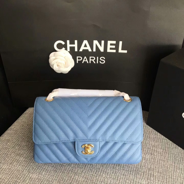 Chanel Flap Shoulder Bags Skyblue Original Calfskin Leather CF1112 Gold Chanel Flap Shoulder Bags Skyblue Original Calfskin Leather CF1112 Gold