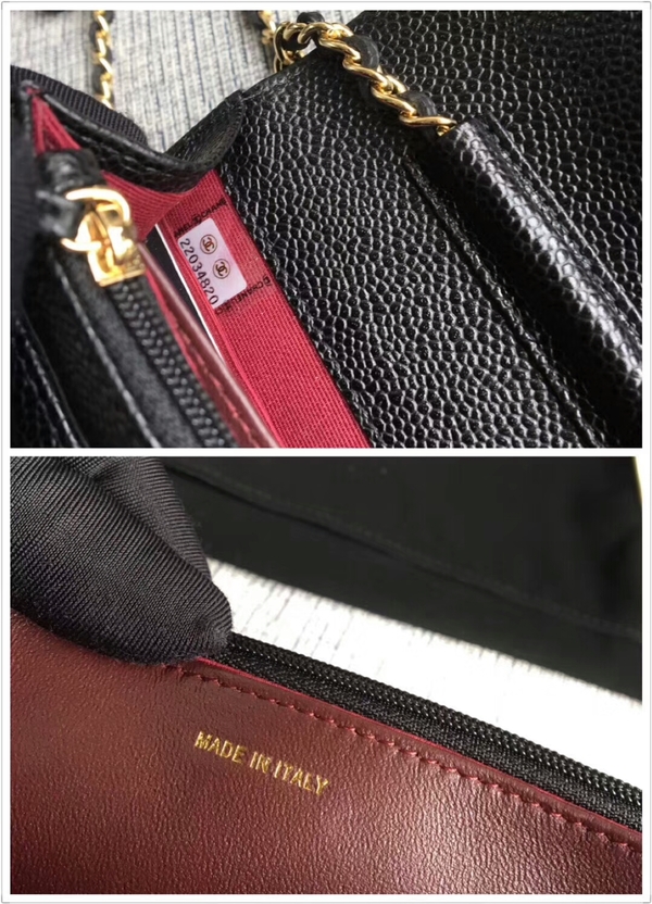 Chanel WOC Original Calfskin Leather Black Shoulder Bag 33814 Glod Chanel WOC Original Calfskin Leather Black Shoulder Bag 33814 Glod