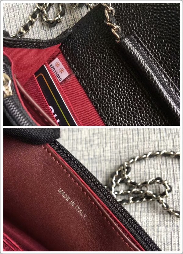 Chanel WOC Original Calfskin Leather Black Shoulder Bag 33814 Silver Chanel WOC Original Calfskin Leather Black Shoulder Bag 33814 Silver