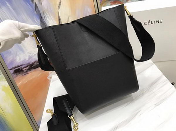 CELINE Sangle Seau Bag in Calfskin Leather C3369 Black CELINE Sangle Seau Bag in Calfskin Leather C3369 Black