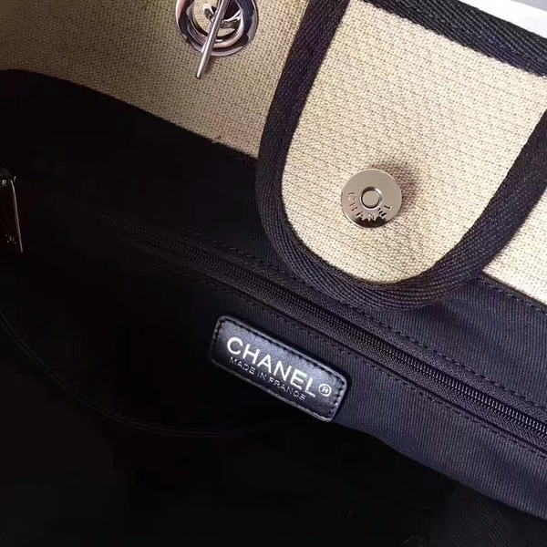 Chanel Medium Original Canvas Leather Tote Shopping Bag 66941I Chanel Medium Original Canvas Leather Tote Shopping Bag 66941I