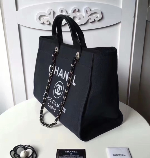 Chanel Medium Original Canvas Leather Tote Shopping Bag 66941K Chanel Medium Original Canvas Leather Tote Shopping Bag 66941K