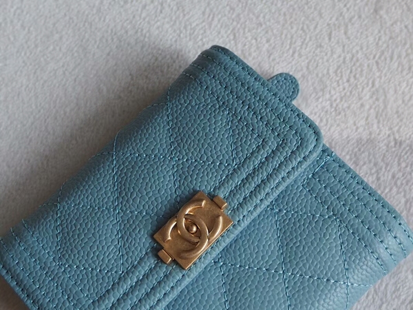 Chanel Tri-Fold Wallet Calfskin Leather A48980 Blue Chanel Tri-Fold Wallet Calfskin Leather A48980 Blue