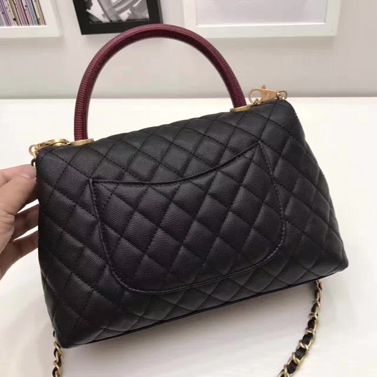 Chanel Classic Red Top Handle Bag Original Leather A92991 black Gold chain Chanel Classic Red Top Handle Bag Original Leather A92991 black Gold chain