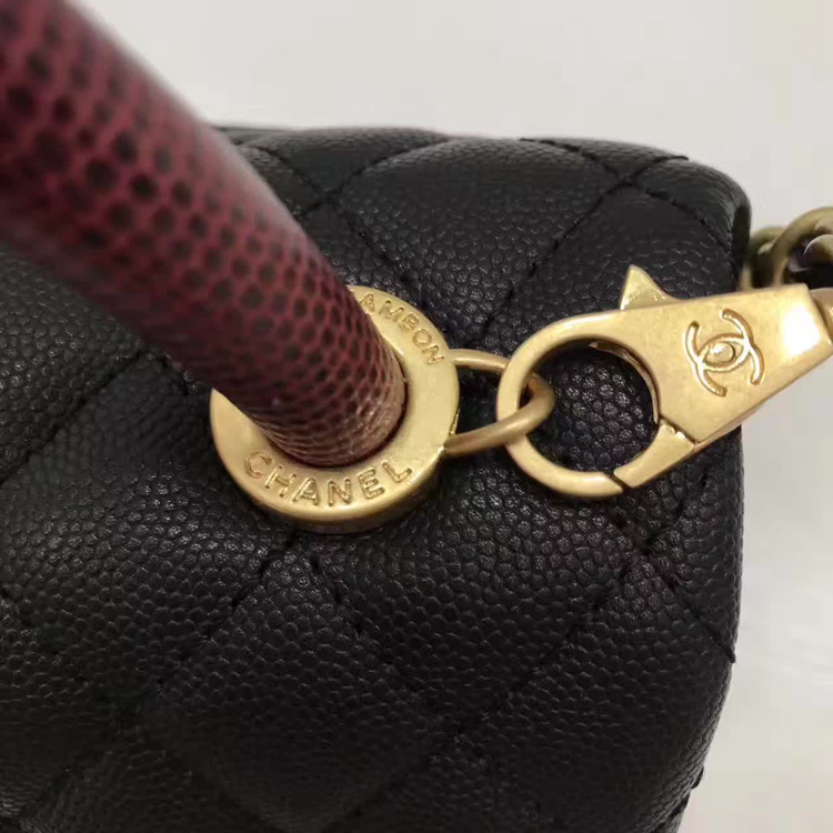 Chanel Classic Red Top Handle Bag Original Leather A92991 black Gold chain Chanel Classic Red Top Handle Bag Original Leather A92991 black Gold chain