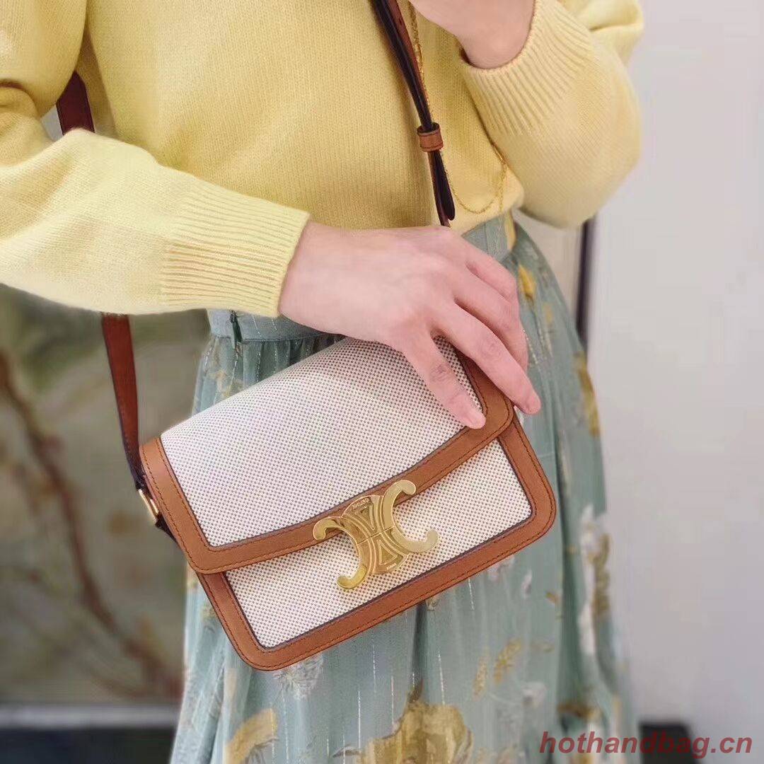 Celine TEEN TRIOMPHE BAG IN TRIOMPHE CANVAS AND CALFSKIN CL88423 white Celine TEEN TRIOMPHE BAG IN TRIOMPHE CANVAS AND CALFSKIN CL88423 white