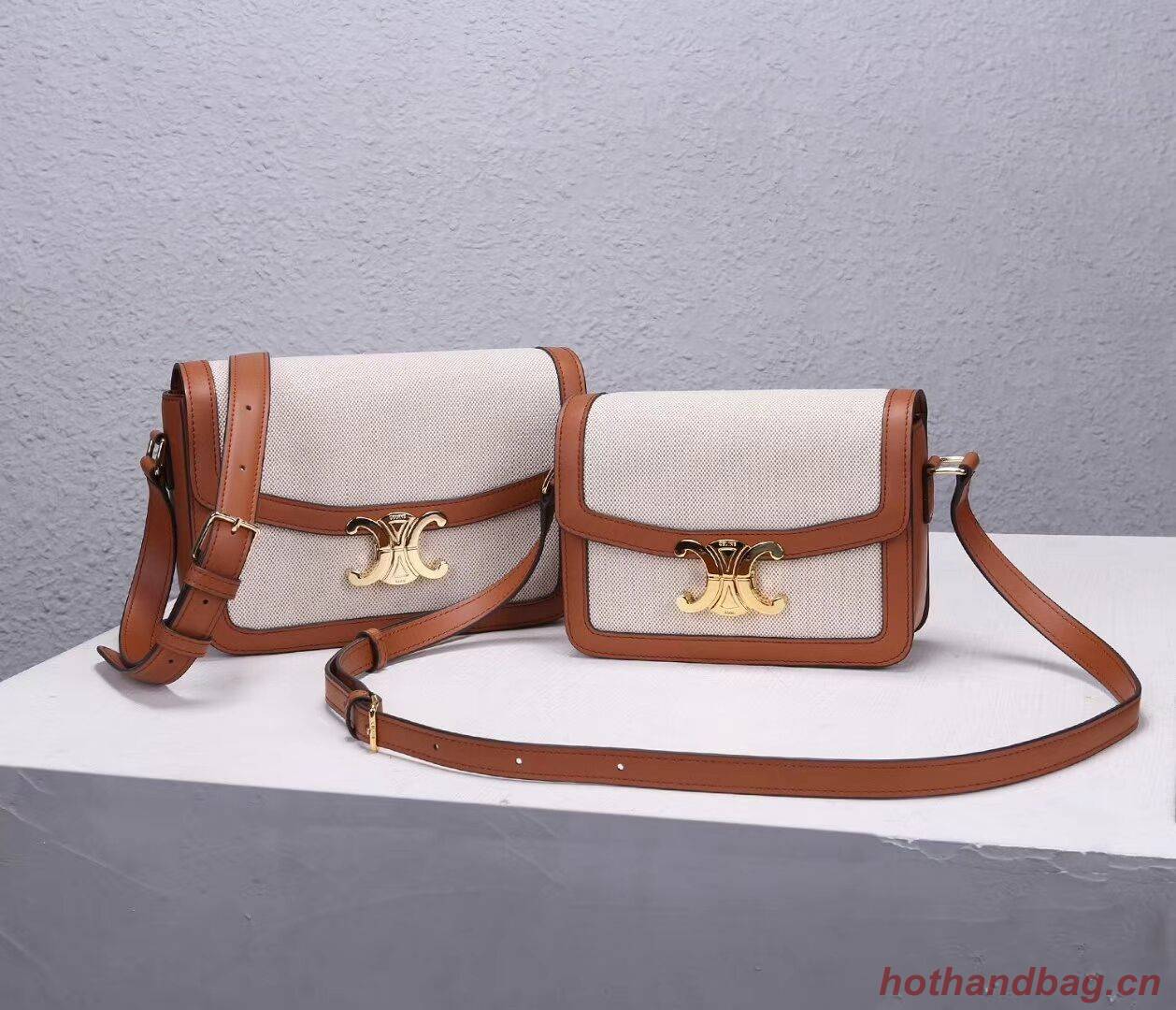 Celine TEEN TRIOMPHE BAG IN TRIOMPHE CANVAS AND CALFSKIN CL88423 white Celine TEEN TRIOMPHE BAG IN TRIOMPHE CANVAS AND CALFSKIN CL88423 white