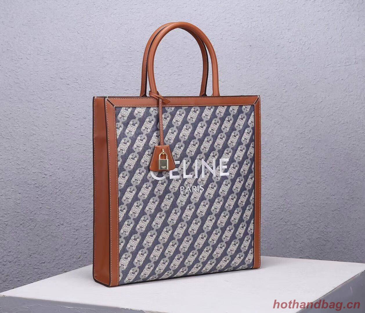 Celine TEEN TRIOMPHE BAG IN TRIOMPHE CANVAS AND CALFSKIN CL90402 BLUE Celine TEEN TRIOMPHE BAG IN TRIOMPHE CANVAS AND CALFSKIN CL90402 BLUE