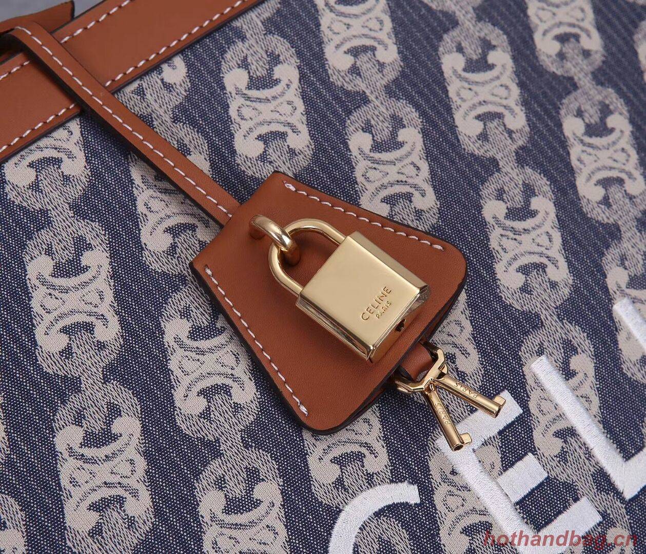 Celine TEEN TRIOMPHE BAG IN TRIOMPHE CANVAS AND CALFSKIN CL90402 BLUE Celine TEEN TRIOMPHE BAG IN TRIOMPHE CANVAS AND CALFSKIN CL90402 BLUE