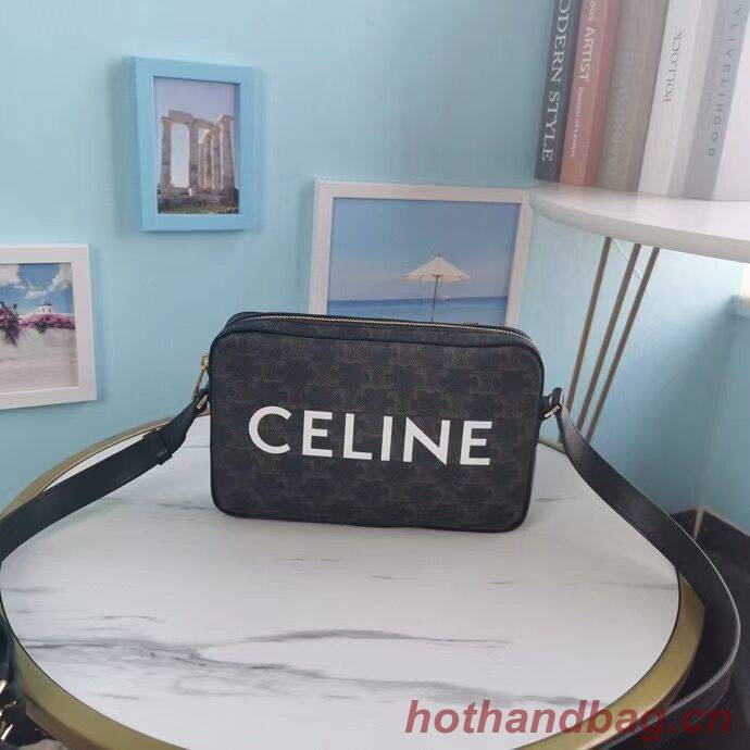 Celine MINI FOLCO BAG IN TRIOMPHE CANVAS CL9450 black Celine MINI FOLCO BAG IN TRIOMPHE CANVAS CL9450 black