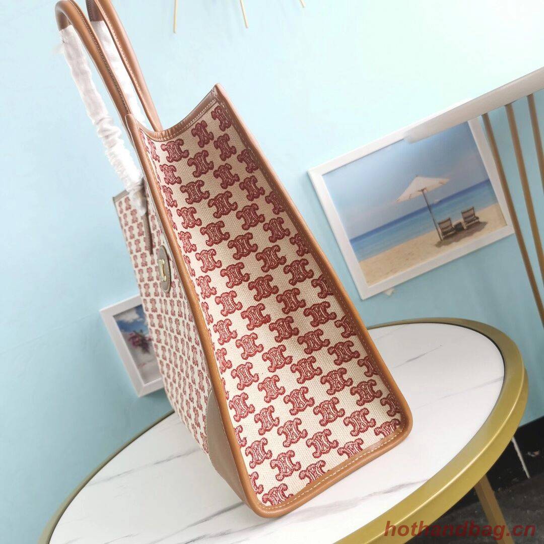 Celine TEEN TRIOMPHE BAG IN TRIOMPHE CANVAS AND CALFSKIN CL94342 red Celine TEEN TRIOMPHE BAG IN TRIOMPHE CANVAS AND CALFSKIN CL94342 red