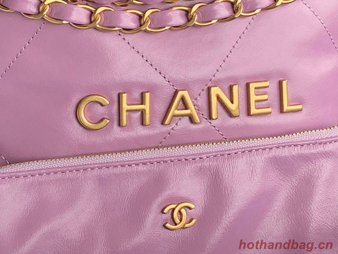 CHANEL 22 HANDBAG Shiny Calfskin & Gold-Tone Metal AS3261 AS3260 Purple CHANEL 22 HANDBAG Shiny Calfskin & Gold-Tone Metal AS3261 AS3260 Purple