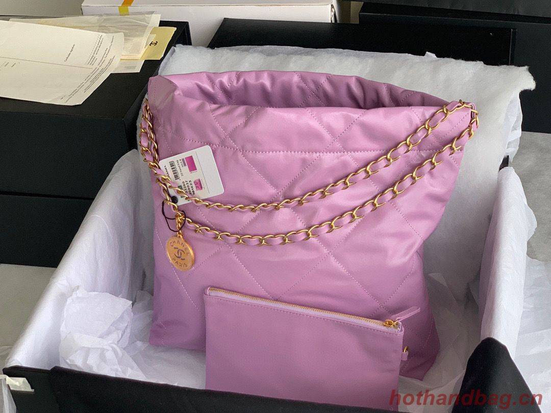 CHANEL 22 HANDBAG Shiny Calfskin & Gold-Tone Metal AS3261 AS3260 Purple CHANEL 22 HANDBAG Shiny Calfskin & Gold-Tone Metal AS3261 AS3260 Purple