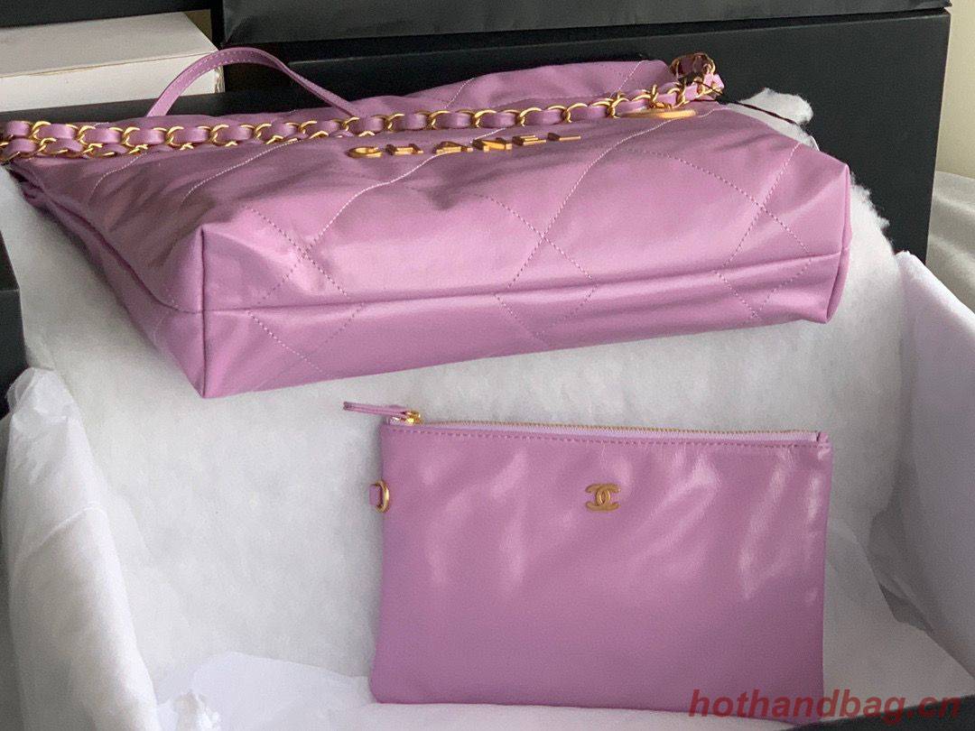 CHANEL 22 HANDBAG Shiny Calfskin & Gold-Tone Metal AS3261 AS3260 Purple CHANEL 22 HANDBAG Shiny Calfskin & Gold-Tone Metal AS3261 AS3260 Purple