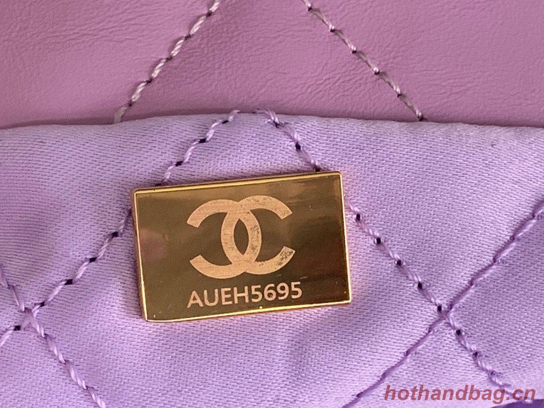 CHANEL 22 HANDBAG Shiny Calfskin & Gold-Tone Metal AS3261 AS3260 Purple CHANEL 22 HANDBAG Shiny Calfskin & Gold-Tone Metal AS3261 AS3260 Purple