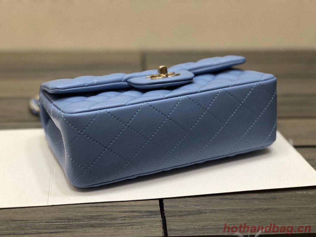 Chanel Classic mini Flap Original Sheepskin Leather Bag 1116 Blue Chanel Classic mini Flap Original Sheepskin Leather Bag 1116 Blue