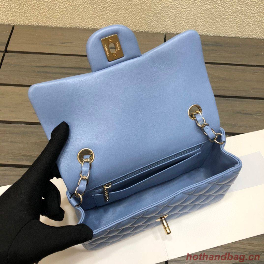Chanel Classic mini Flap Original Sheepskin Leather Bag 1116 Blue Chanel Classic mini Flap Original Sheepskin Leather Bag 1116 Blue
