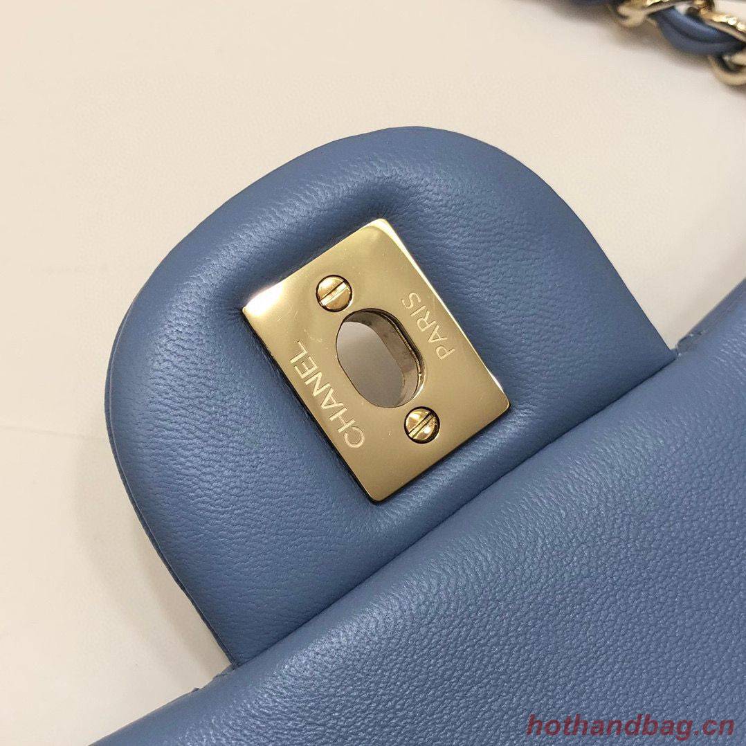 Chanel Classic mini Flap Original Sheepskin Leather Bag 1116 Blue Chanel Classic mini Flap Original Sheepskin Leather Bag 1116 Blue