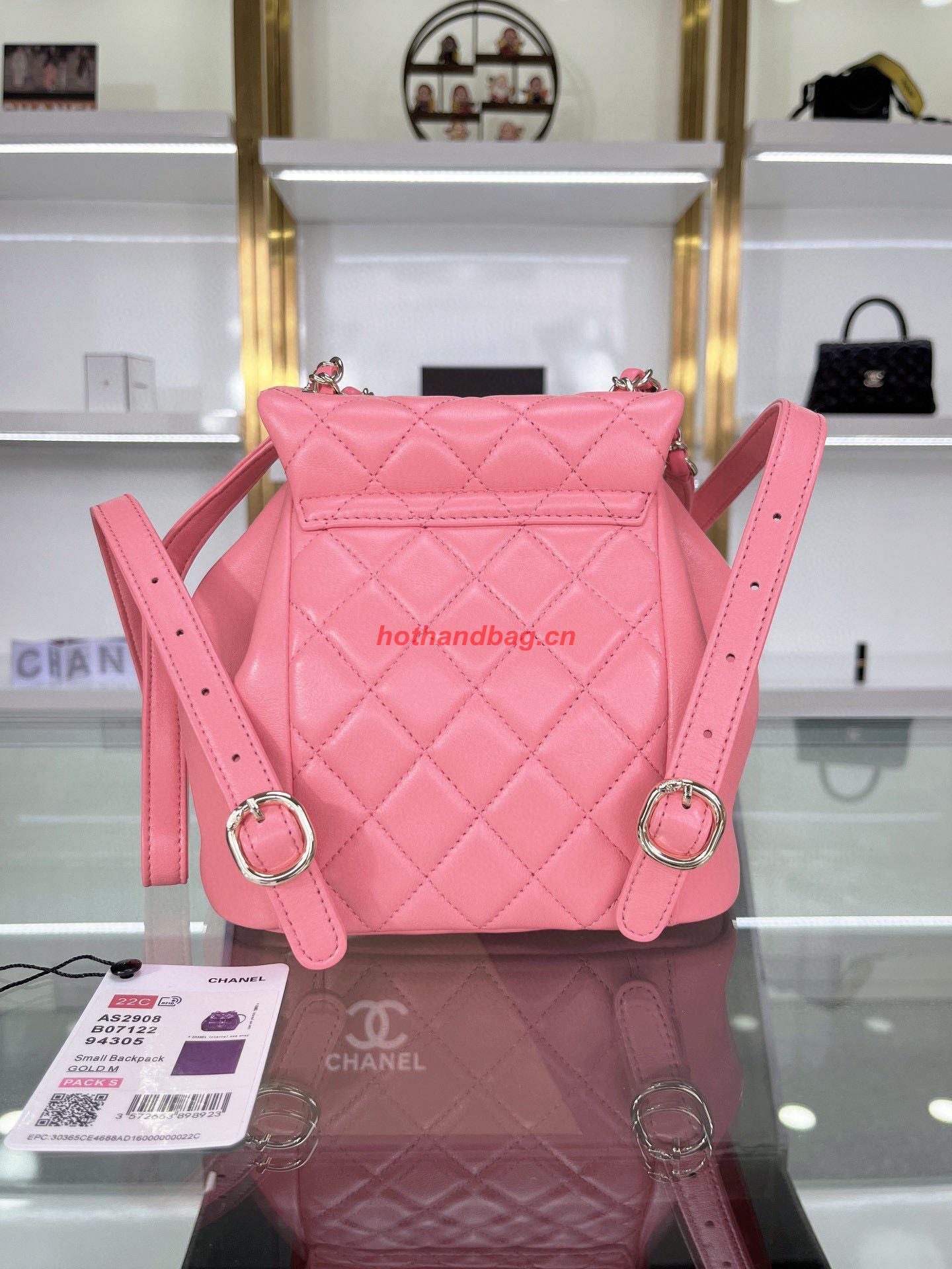 Chanel Backpack Sheepskin Original Leather AS2908 Pink Chanel Backpack Sheepskin Original Leather AS2908 Pink
