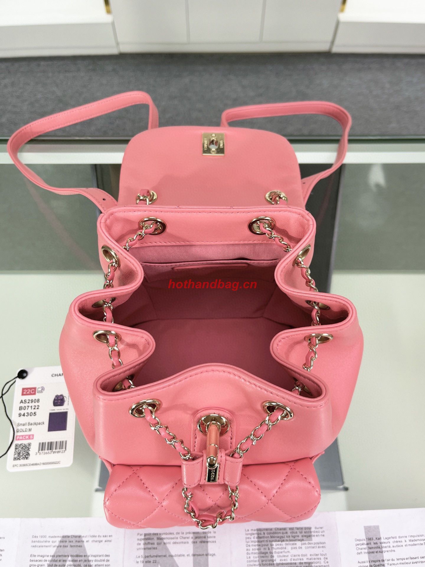Chanel Backpack Sheepskin Original Leather AS2908 Pink Chanel Backpack Sheepskin Original Leather AS2908 Pink
