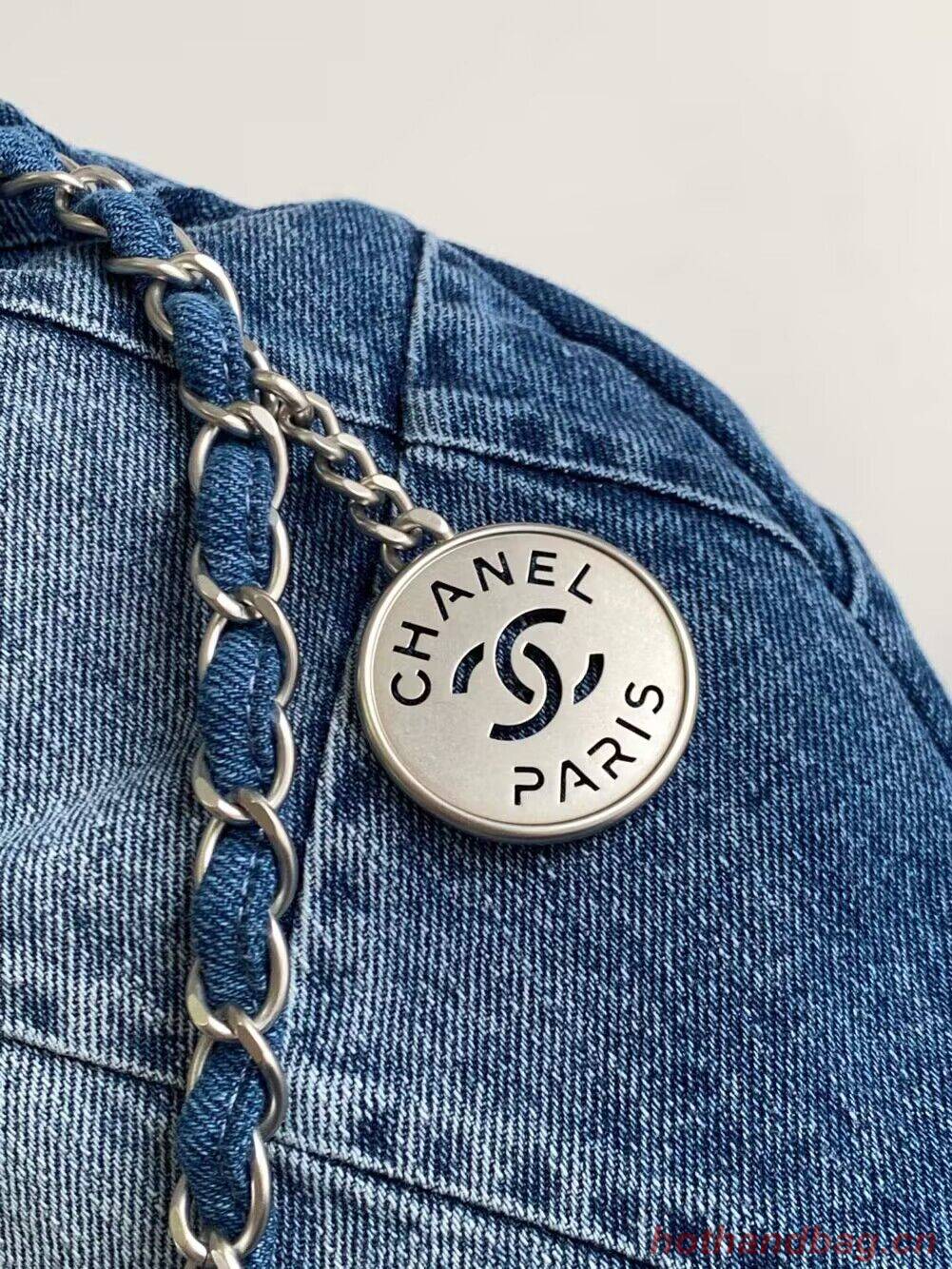 CHANEL 22 Shopping Bag Denim & Silver-Tone Metal AS3137 Blue CHANEL 22 Shopping Bag Denim & Silver-Tone Metal AS3137 Blue