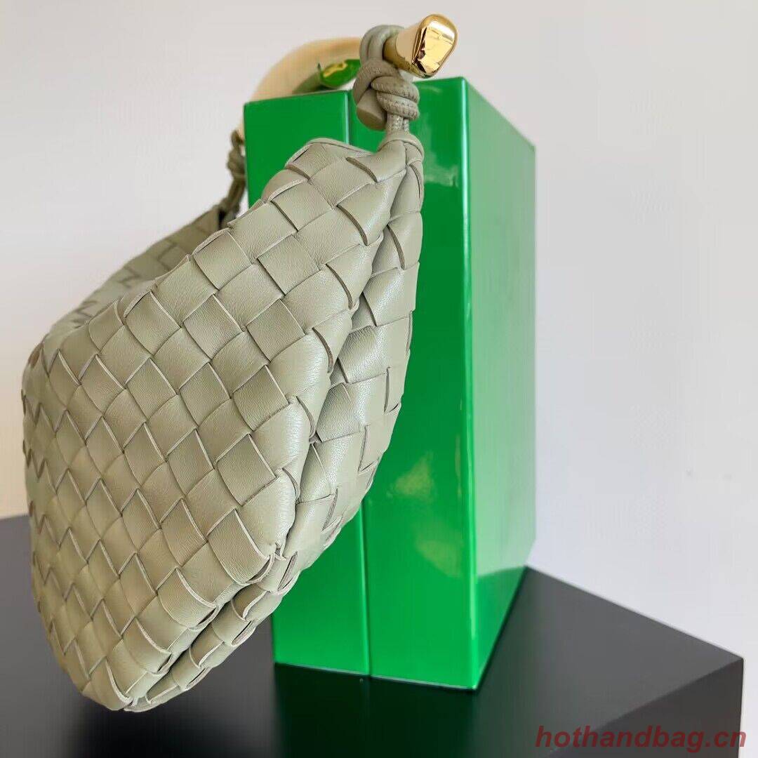 Bottega Veneta Sardine Intrecciato Gold Hardware Handle Bag 716082 Gray Green Bottega Veneta Sardine Intrecciato Gold Hardware Handle Bag 716082 Gray Green