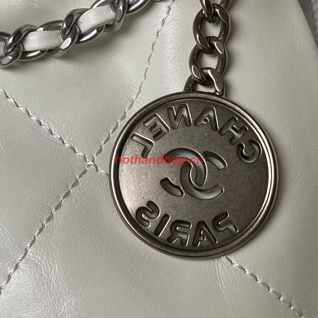 CHANEL 22 MINI HANDBAG AS3980 white & Silver Tone CHANEL 22 MINI HANDBAG AS3980 white & Silver Tone