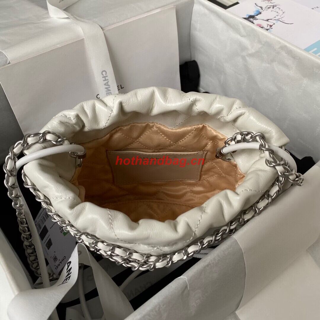 CHANEL 22 MINI HANDBAG AS3980 white & Silver Tone CHANEL 22 MINI HANDBAG AS3980 white & Silver Tone