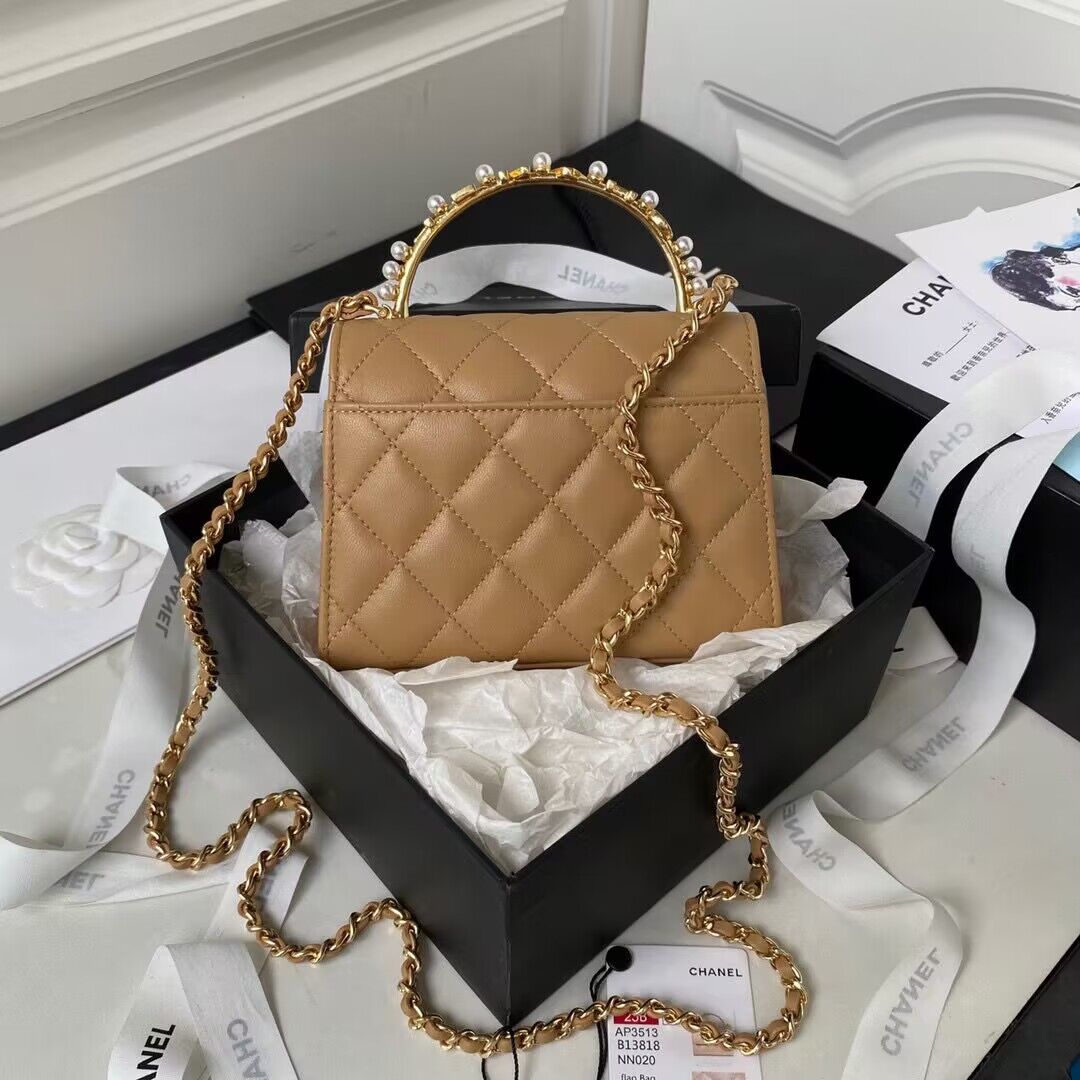 CHANEL 22B Kelly Pearl Top Handle Bag AP3513 Apricot CHANEL 22B Kelly Pearl Top Handle Bag AP3513 Apricot