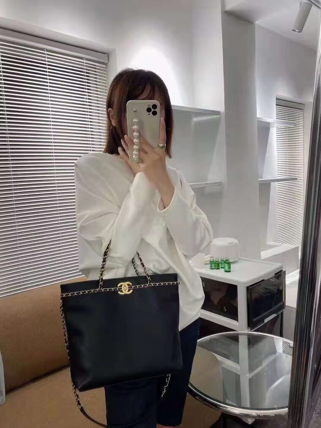 Chanel Original Leather Vintage Tote Shopping Bag AS2374 Black Chanel Original Leather Vintage Tote Shopping Bag AS2374 Black