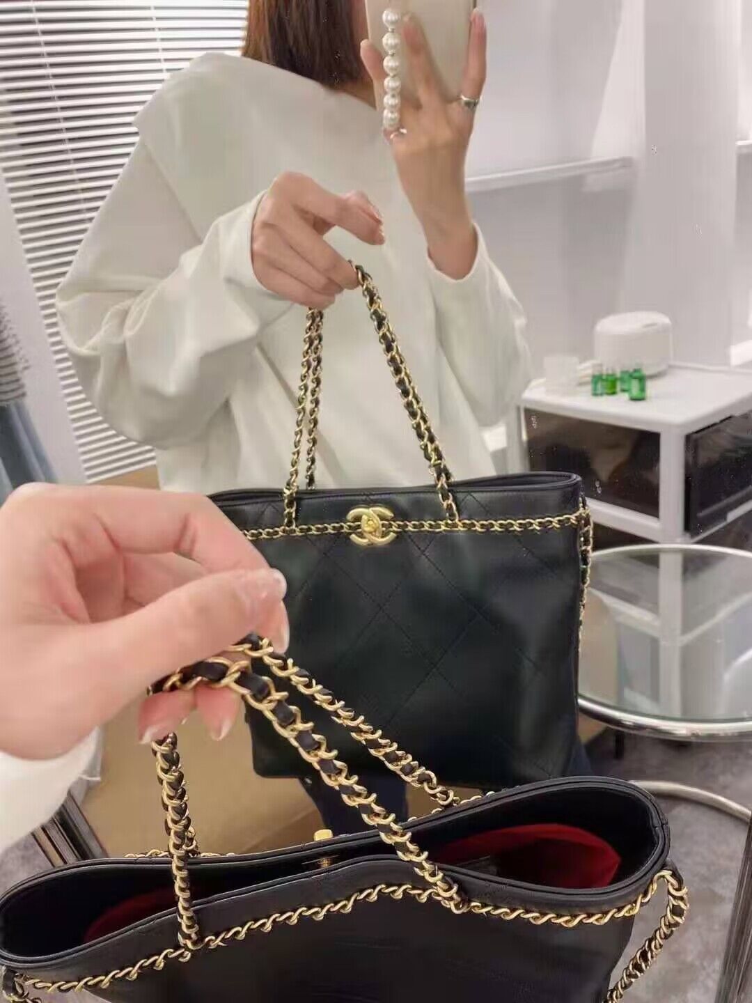 Chanel Original Leather Vintage Tote Shopping Bag AS2374 Black Chanel Original Leather Vintage Tote Shopping Bag AS2374 Black