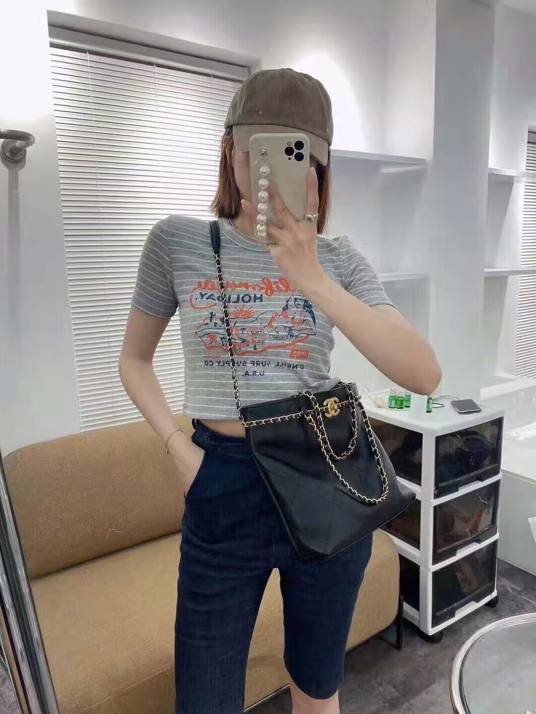 Chanel Original Leather Vintage Tote Shopping Bag AS2374 Black Chanel Original Leather Vintage Tote Shopping Bag AS2374 Black