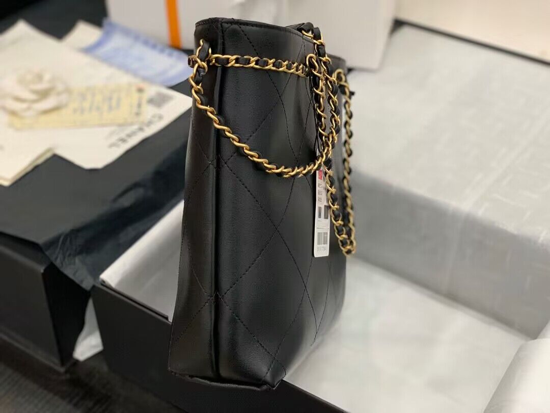 Chanel Original Leather Vintage Tote Shopping Bag AS2374 Black Chanel Original Leather Vintage Tote Shopping Bag AS2374 Black