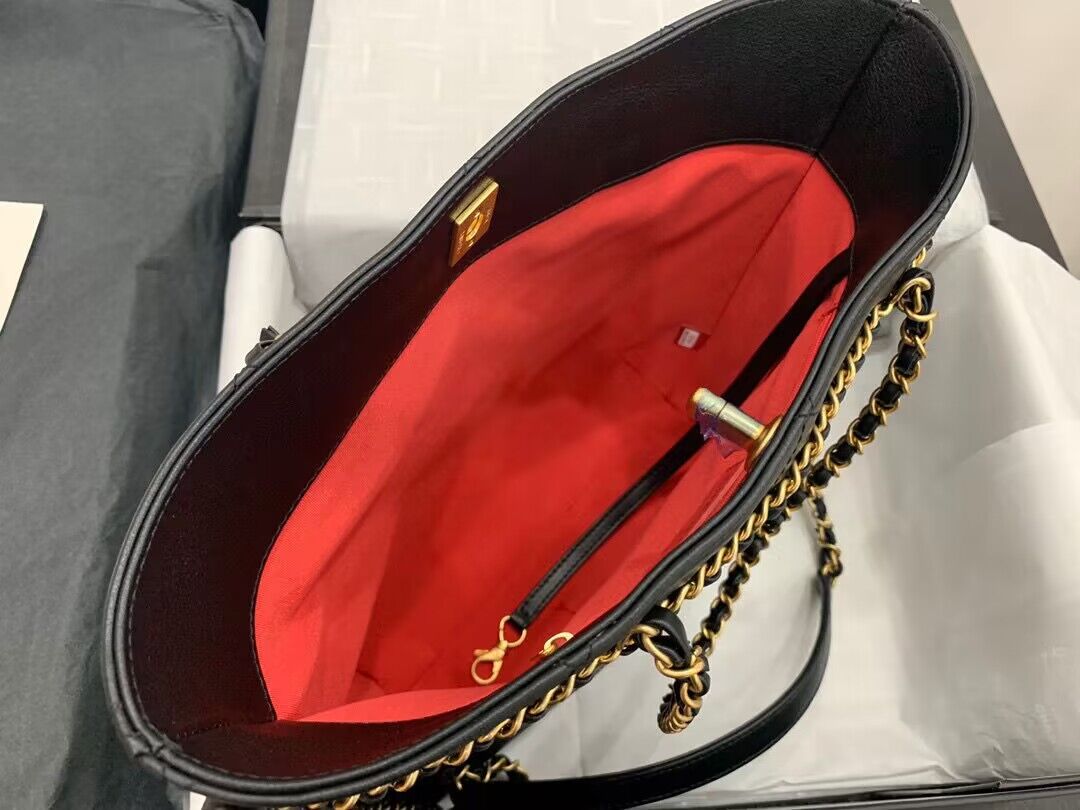 Chanel Original Leather Vintage Tote Shopping Bag AS2374 Black Chanel Original Leather Vintage Tote Shopping Bag AS2374 Black