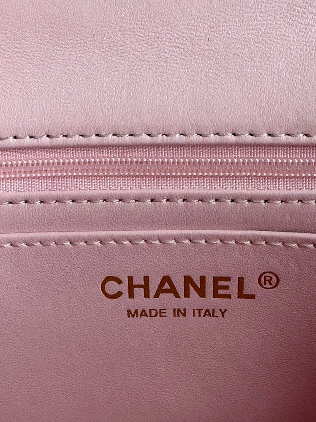 CHANEL MINI CLASSIC HANDBAG WITH TOP HANDLE AS2431 pink