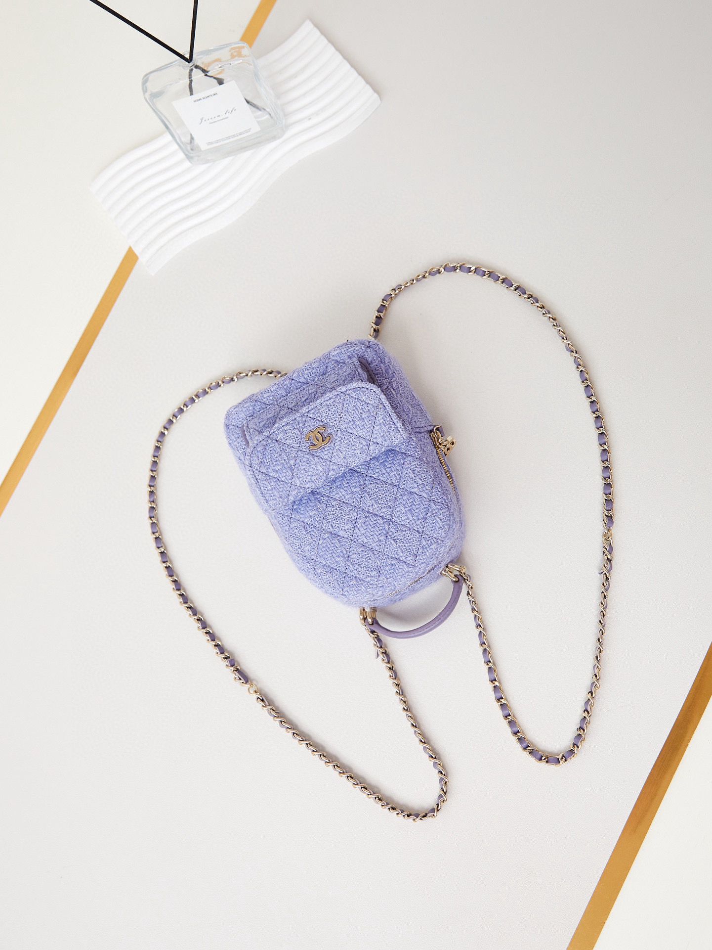 Chanel MINI BACKPACK AP3753 Woolen cloth& Gold-Tone Metal light purple Chanel MINI BACKPACK AP3753 Woolen cloth& Gold-Tone Metal light purple