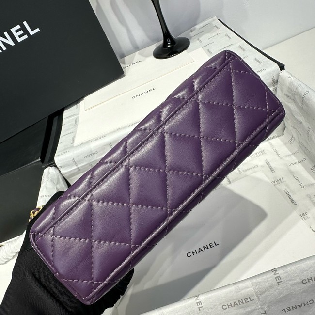 Chanel 23k Vintage Kelly Original Leather Top Handle Bag AS4416 Eggplant