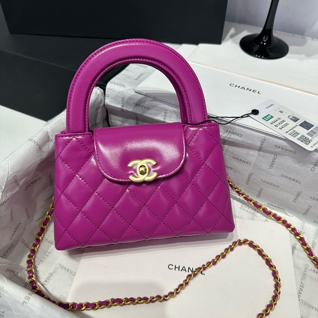 Chanel 23k Vintage Kelly Original Leather Top Handle Bag AS4416 purple