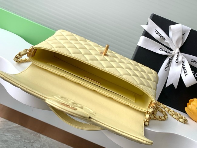 Chanel SMALL FLAP BAG WITH TOP HANDLE AS5356 LIGHT YELLOW