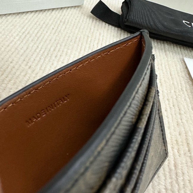 Celine CARD HOLDER TRIOMPHE IN TRIOMPHE CANVAS 10L833 brown