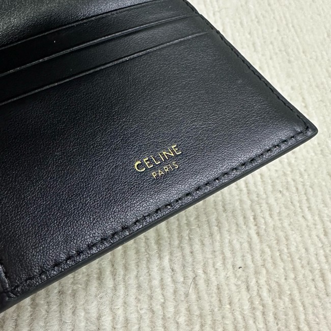 Celine CARD HOLDER WITH FLAP 16 IN SATINATED CALFSKIN 10M523 black