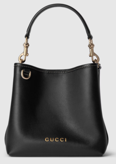 GUCCI GG EMBLEM SMALL BUCKET BAG 815118 black