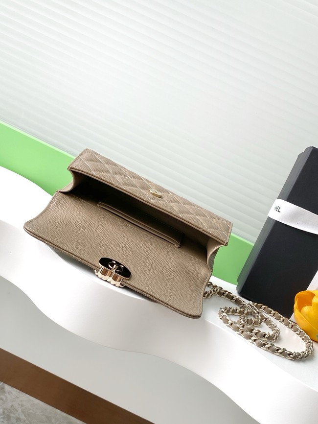 Chanel MINI FLAP BAG CLUTCH WITH CHAIN Gold-Tone Metal AP3238 gray