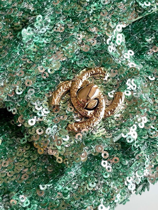 Chanel Fringed Sequins Flap Bag AS4561 green