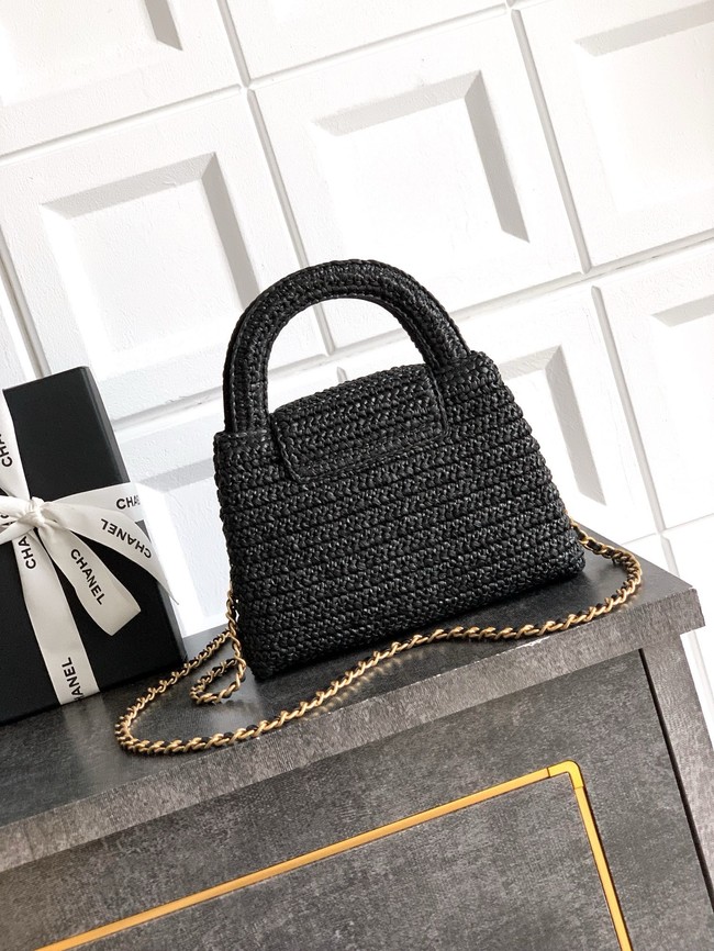 Chanel MINI Raffia SHOPPING BAG AS4416 black