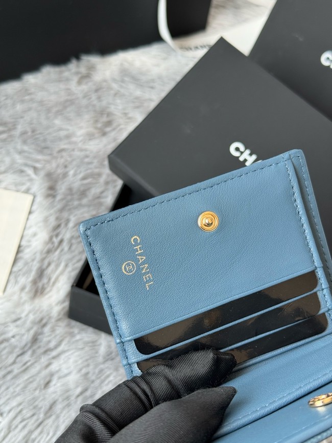Chanel Leather Wallet A84058 blue