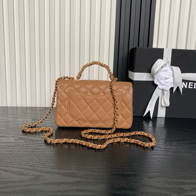 CHANEL Mini Flap Bag with Top Handle AS5701 Camel