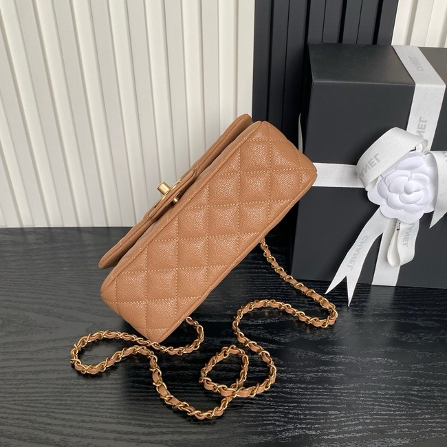 CHANEL Mini Flap Bag with Top Handle AS5701 Camel